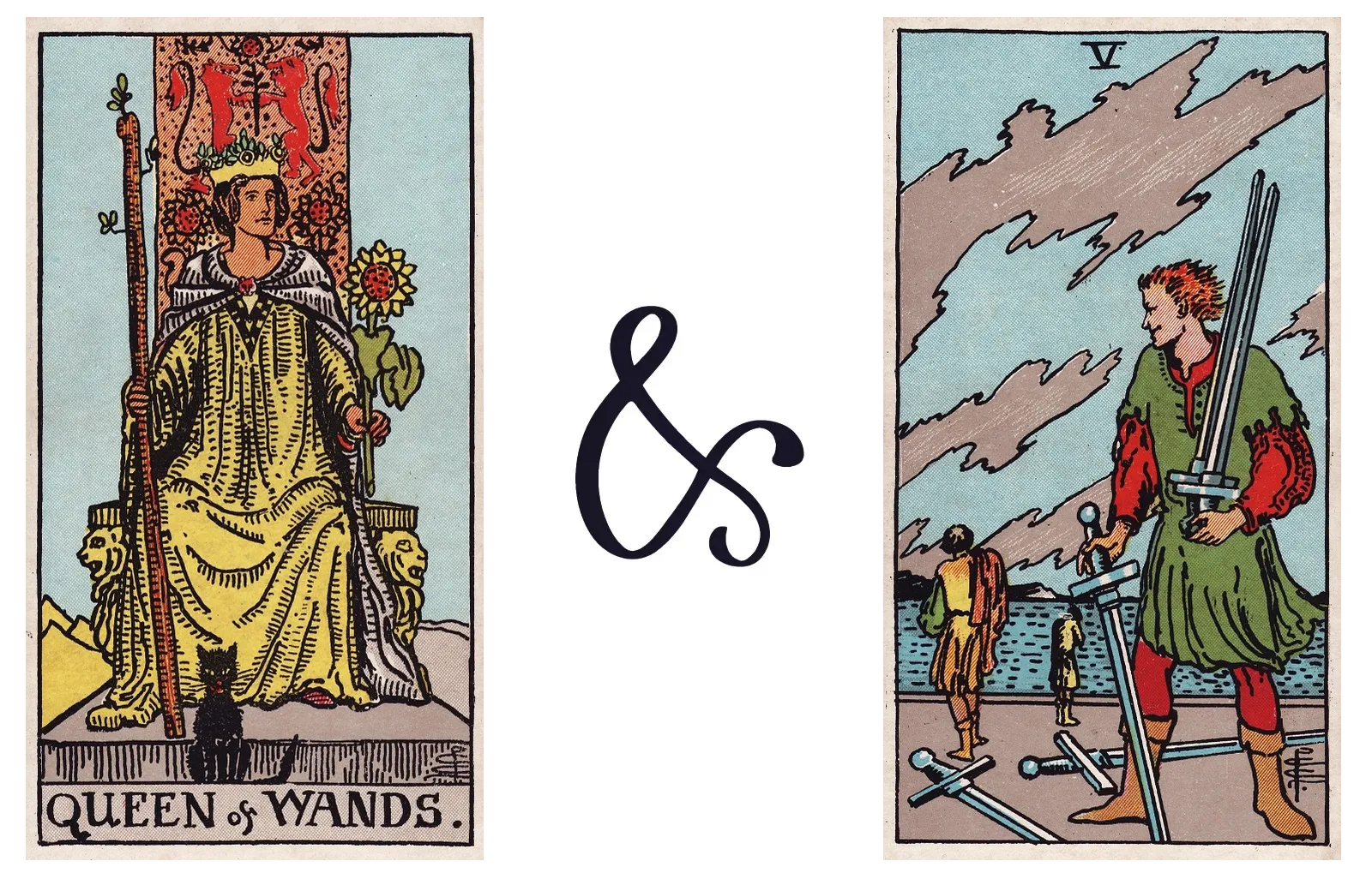 Queen of Wands and Five of Swords