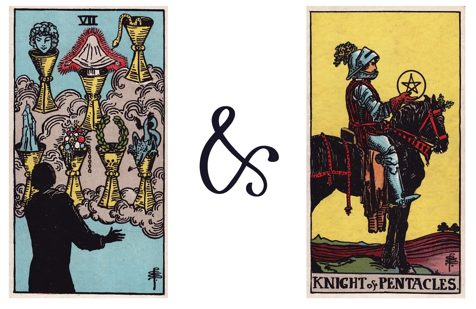 Seven of Cups and Knight of Pentacles