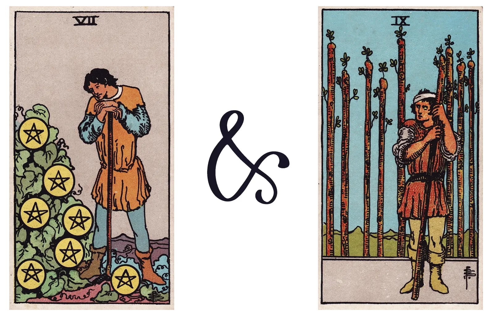 Seven of Pentacles and Nine of Wands