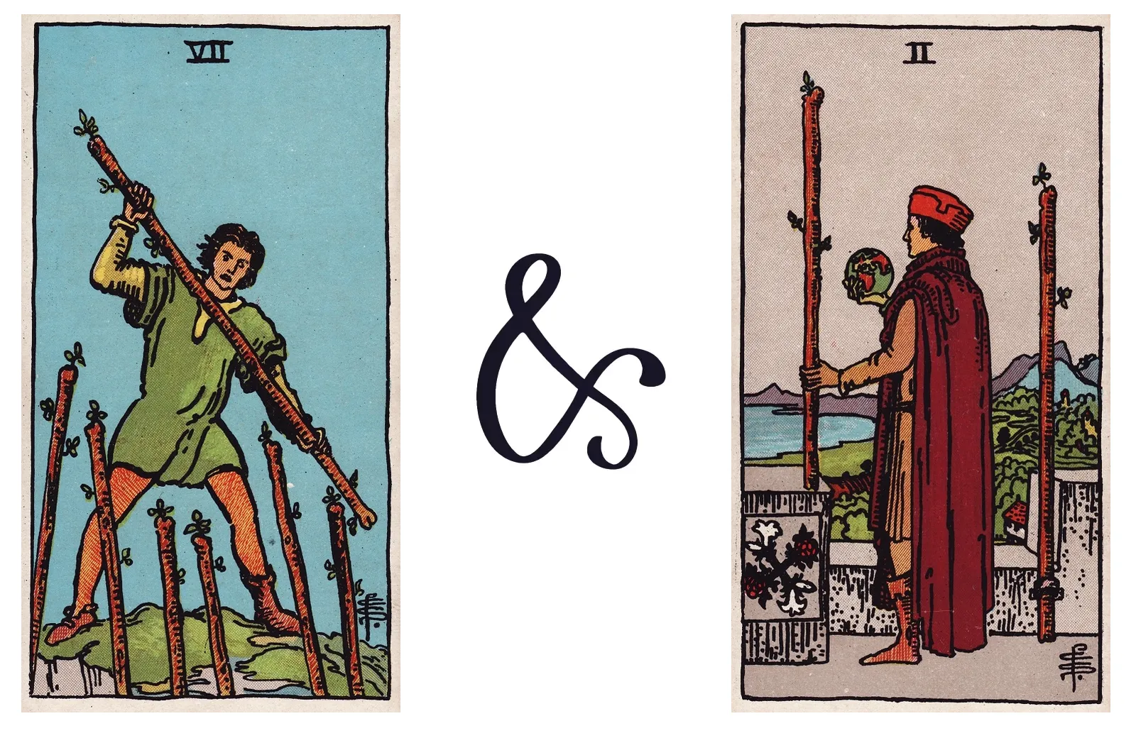 Seven of Wands and Two of Wands
