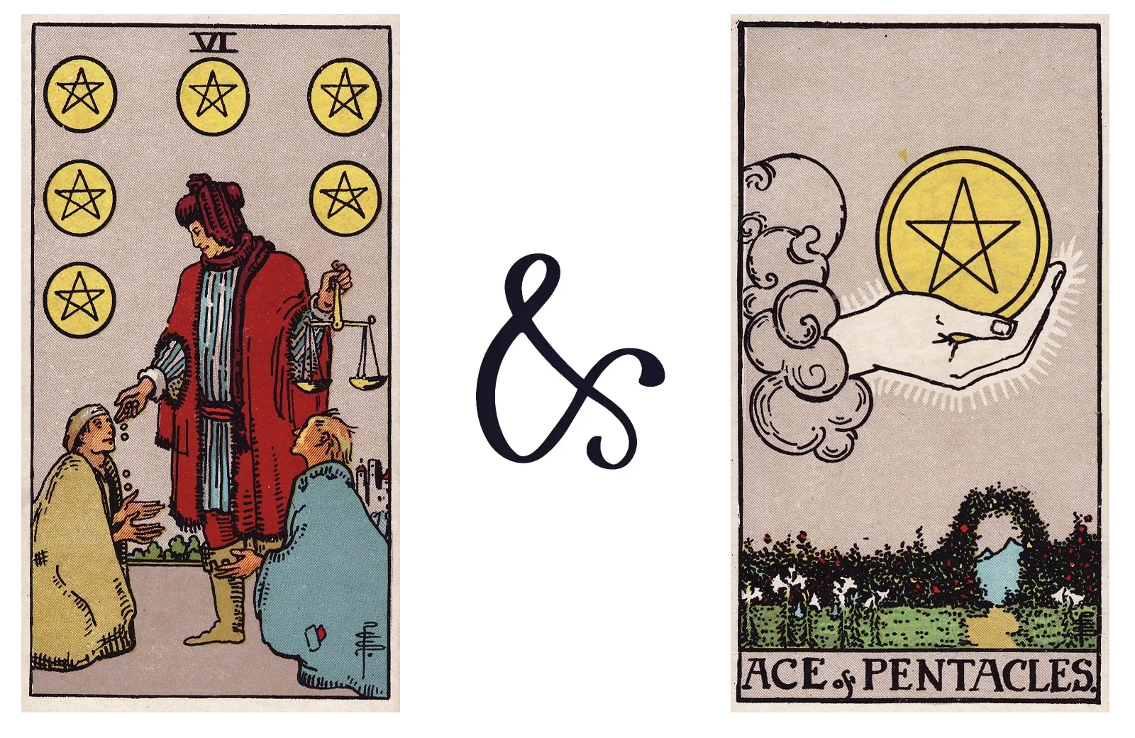 Six of Pentacles and Ace of Pentacles