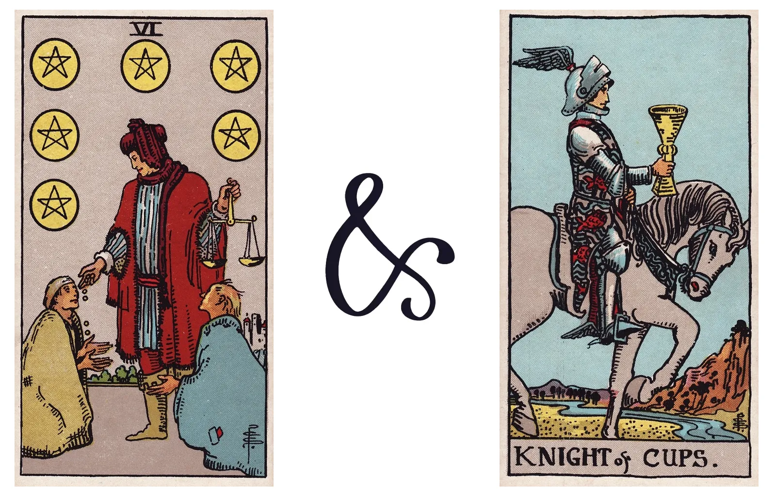 Six of Pentacles and Knight of Cups
