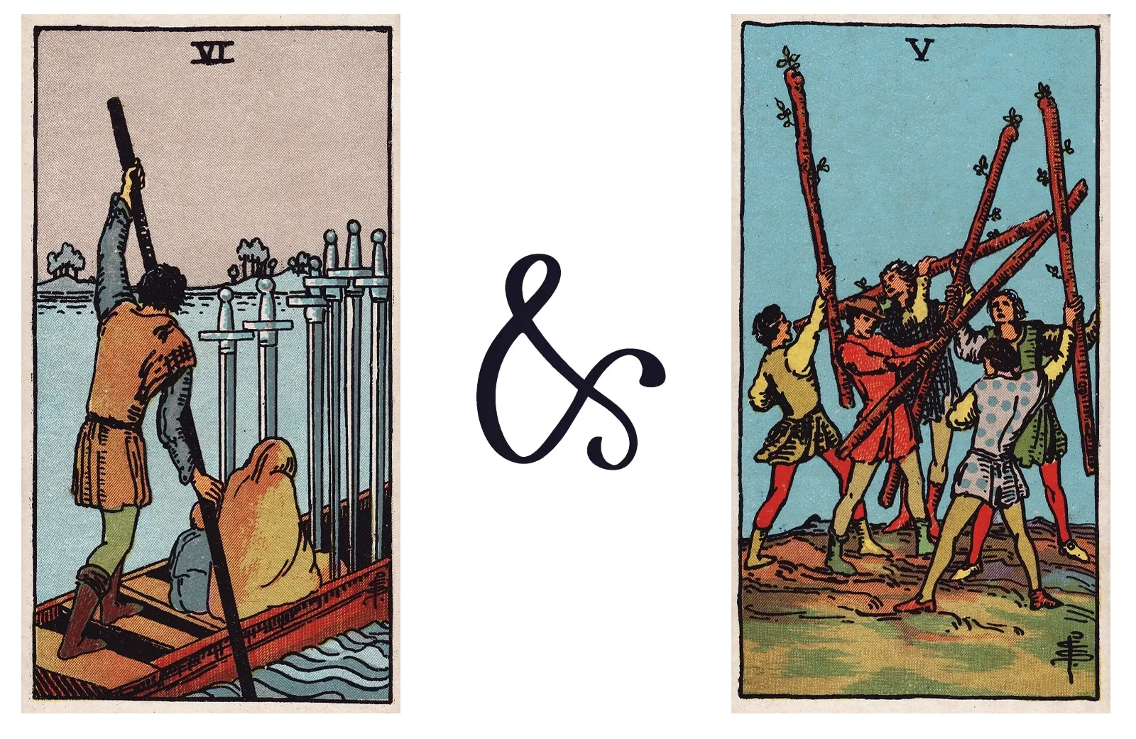 Six of Swords and Five of Wands