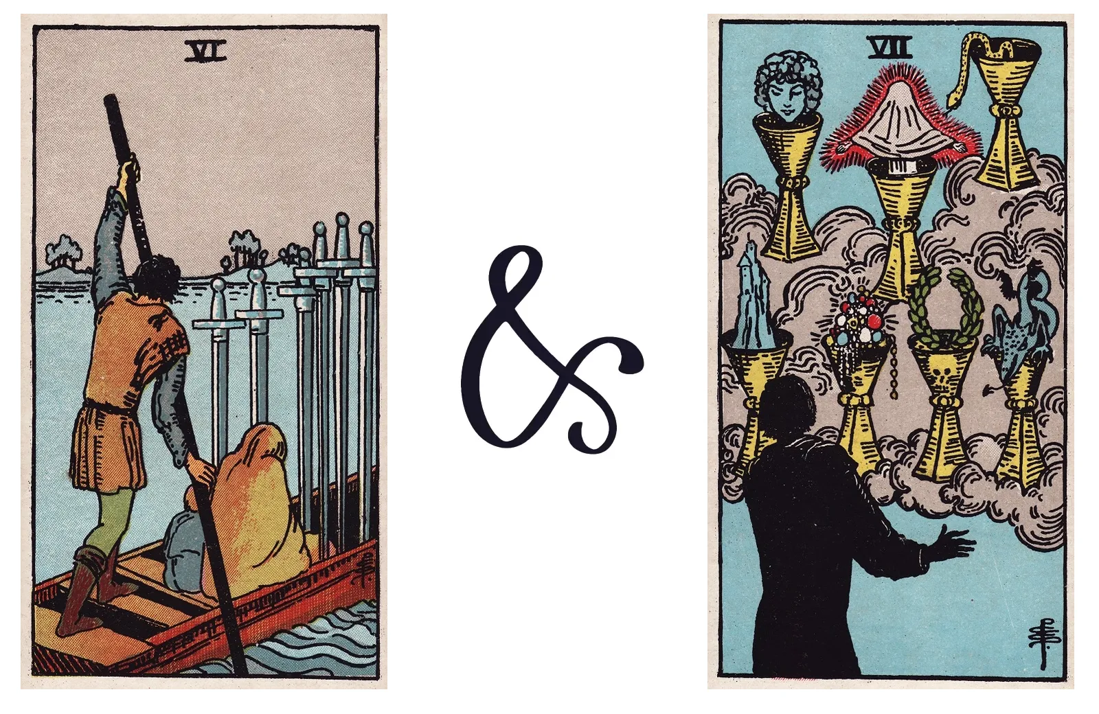 Six of Swords and Seven of Cups