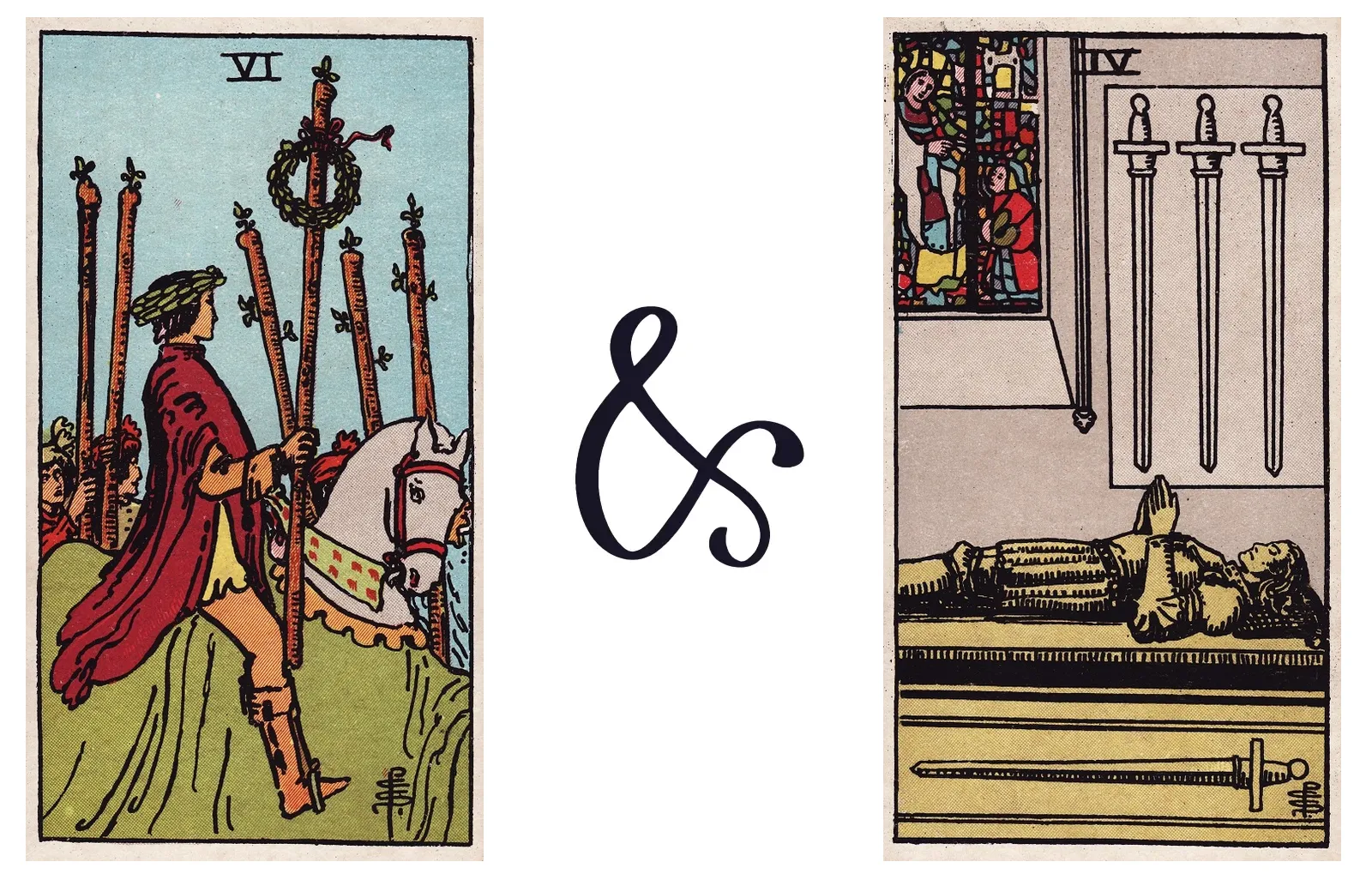 Six of Wands and Four of Swords