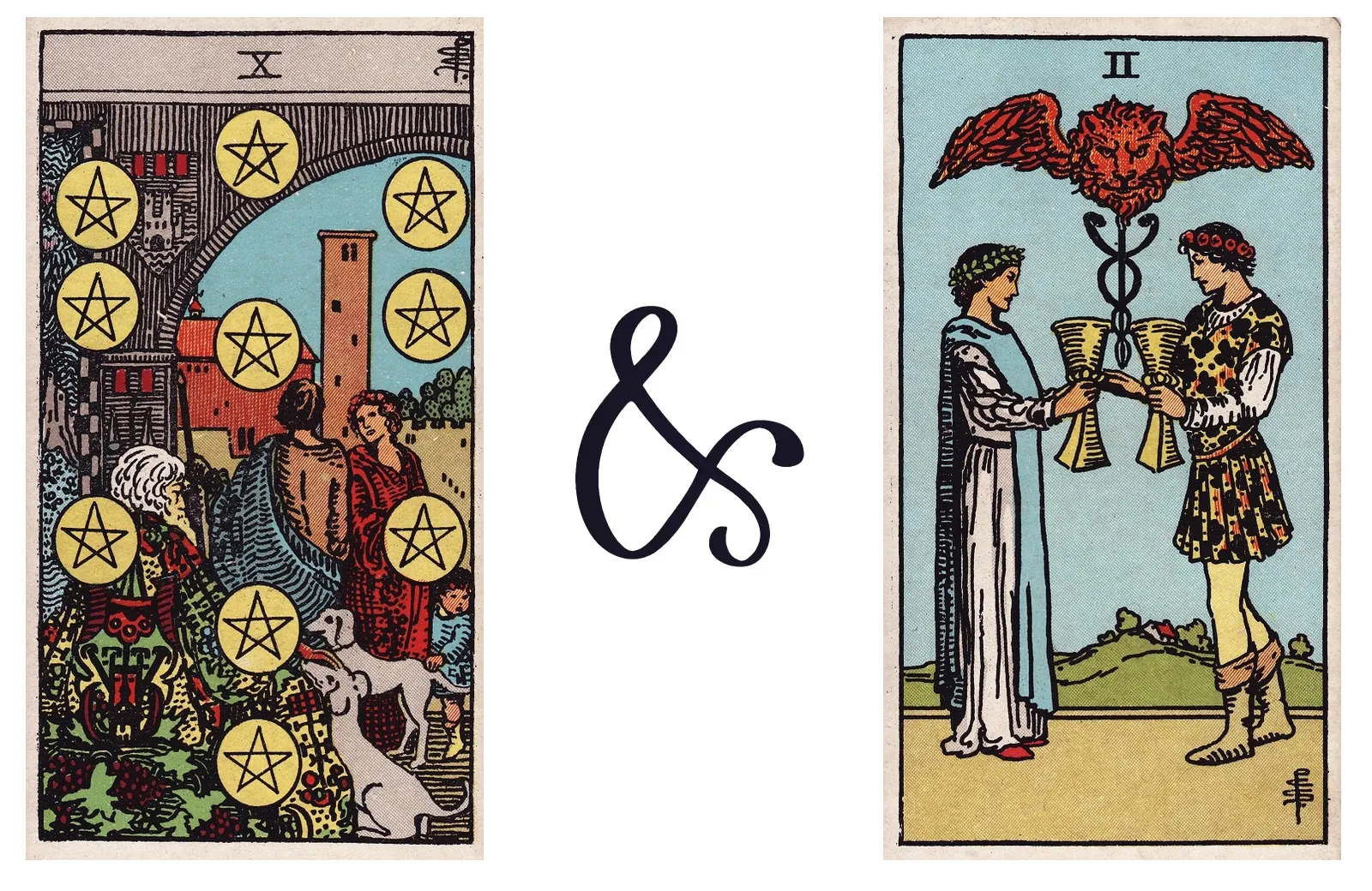 Ten of Pentacles and Two of Cups