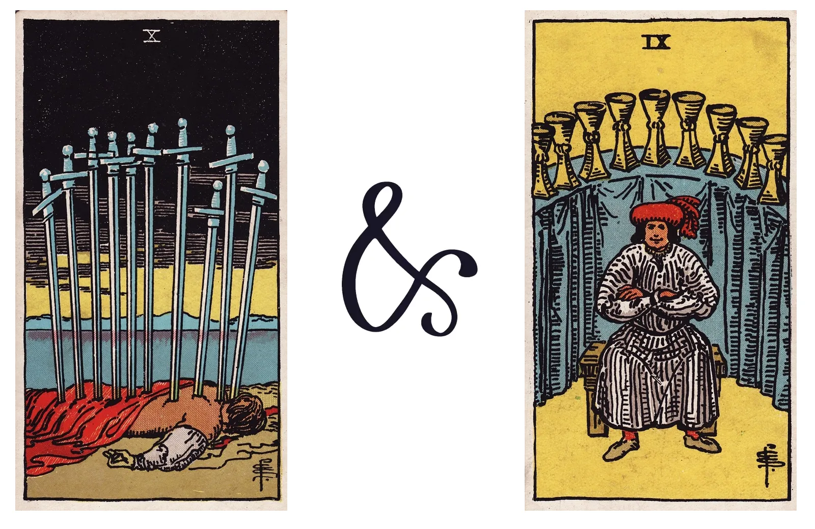 Ten of Swords and Nine of Cups