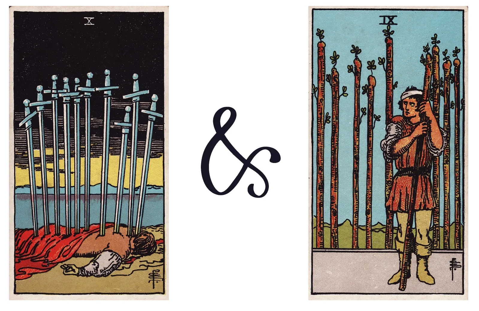 Ten of Swords and Nine of Wands