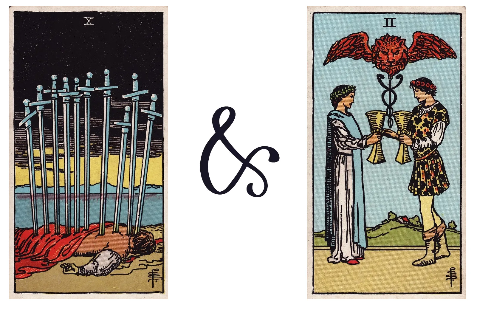 Ten of Swords and Two of Cups