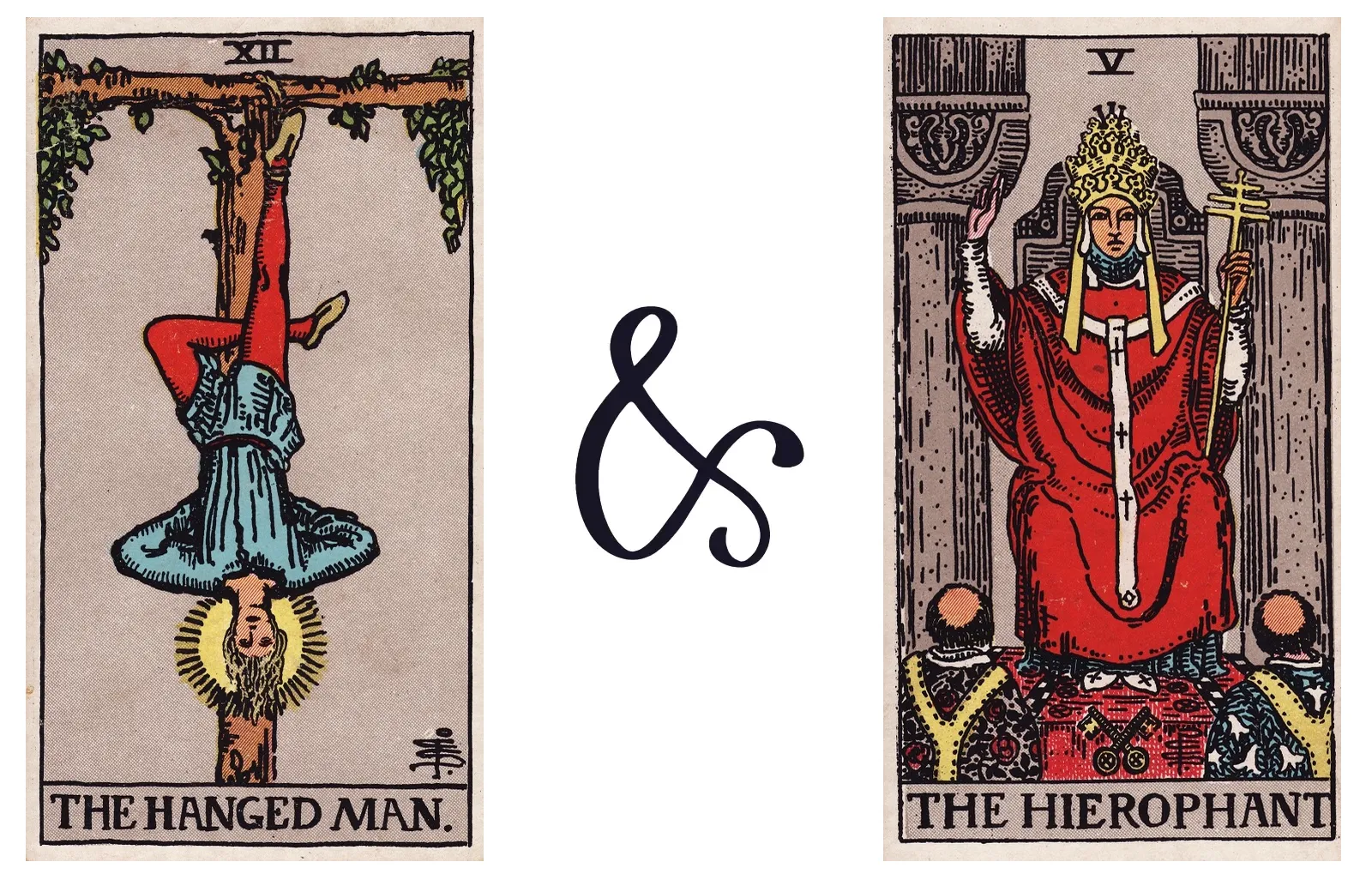 The Hanged Man and The Hierophant