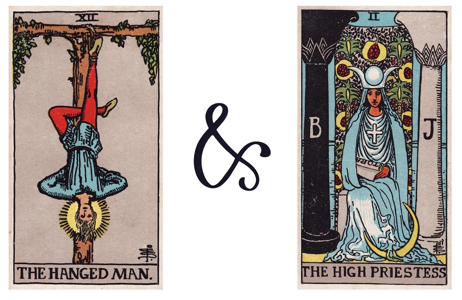 The Hanged Man and The High Priestess