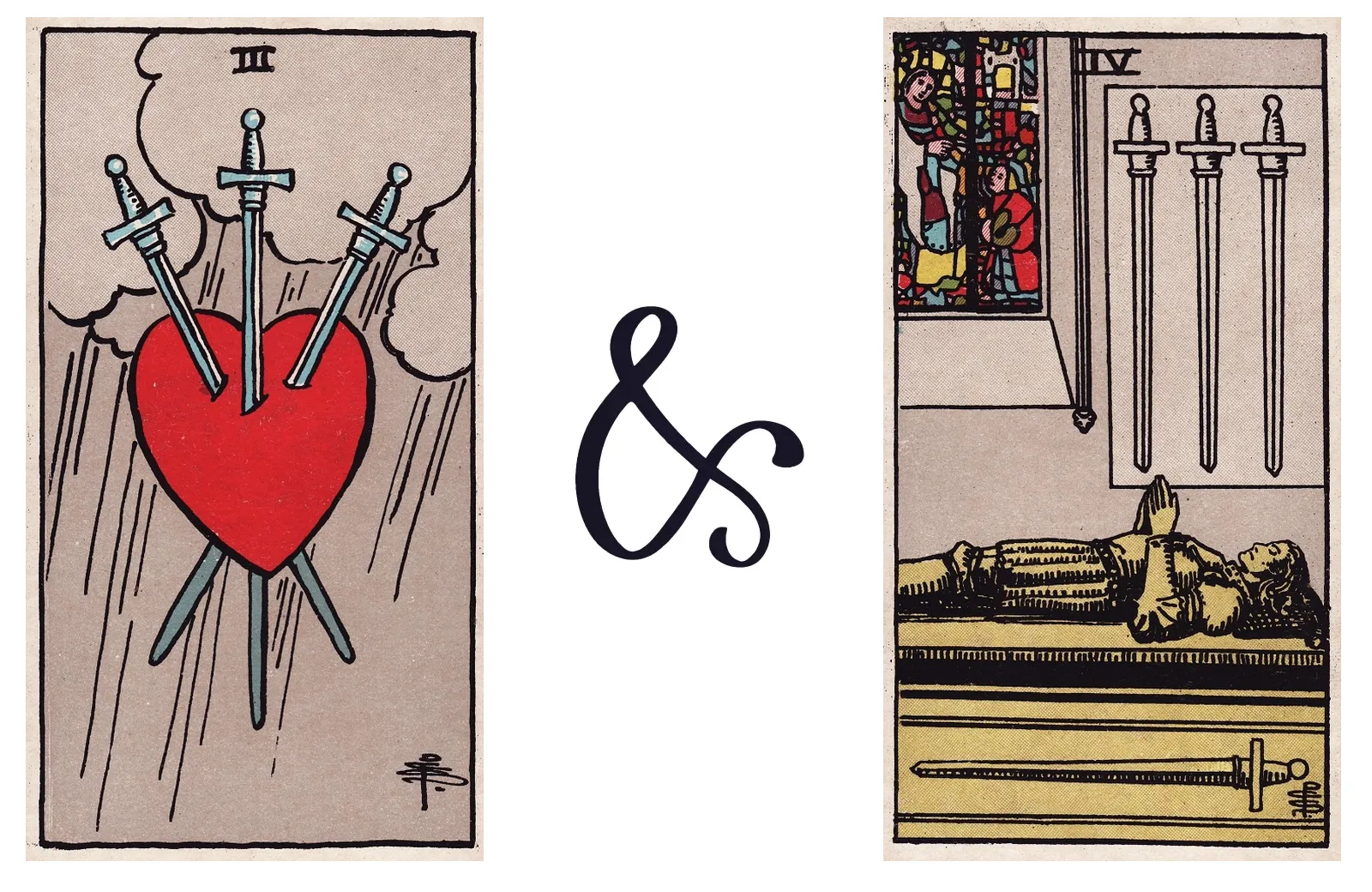 Three of Swords and Four of Swords