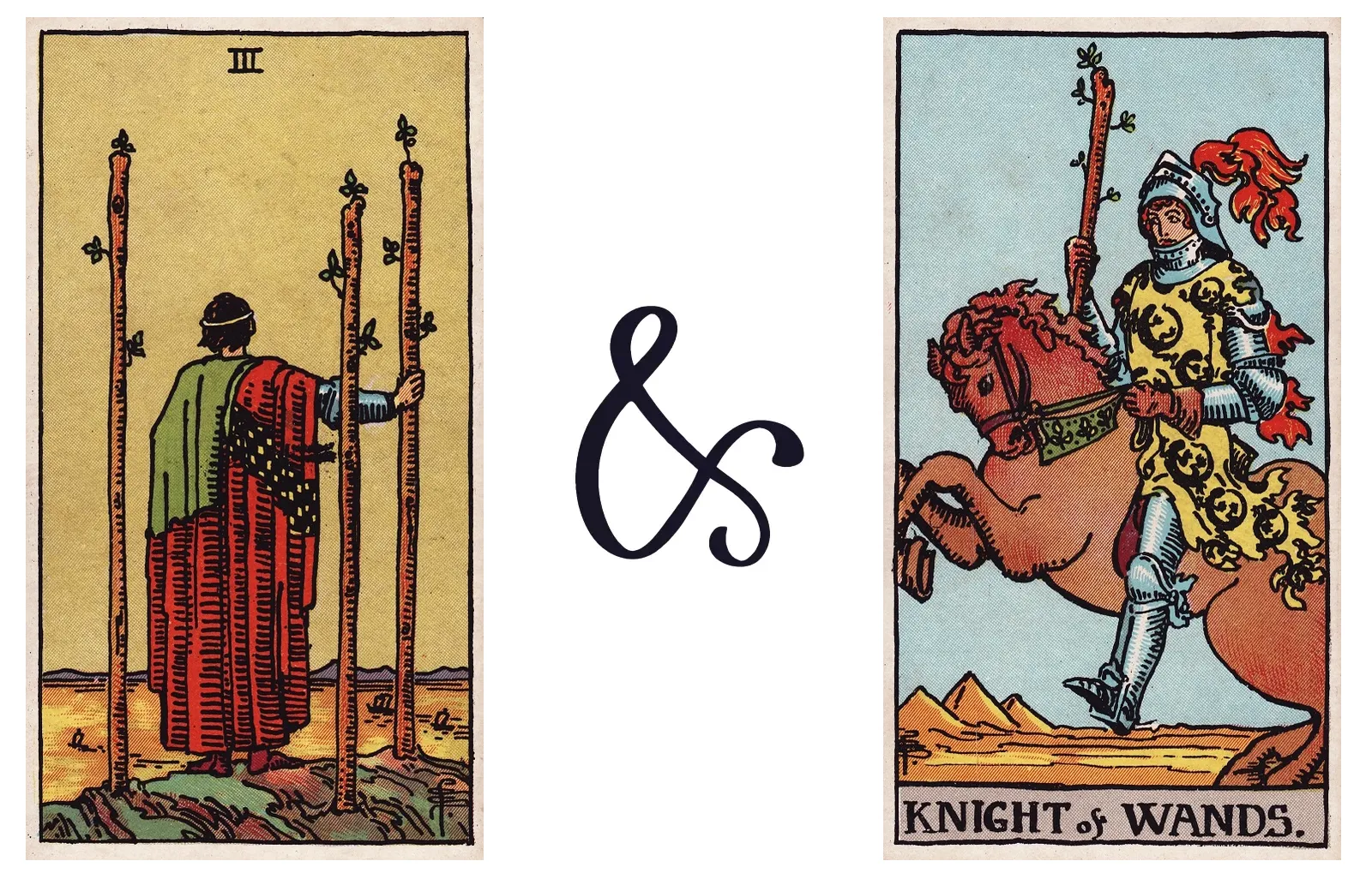 Three of Wands and Knight of Wands