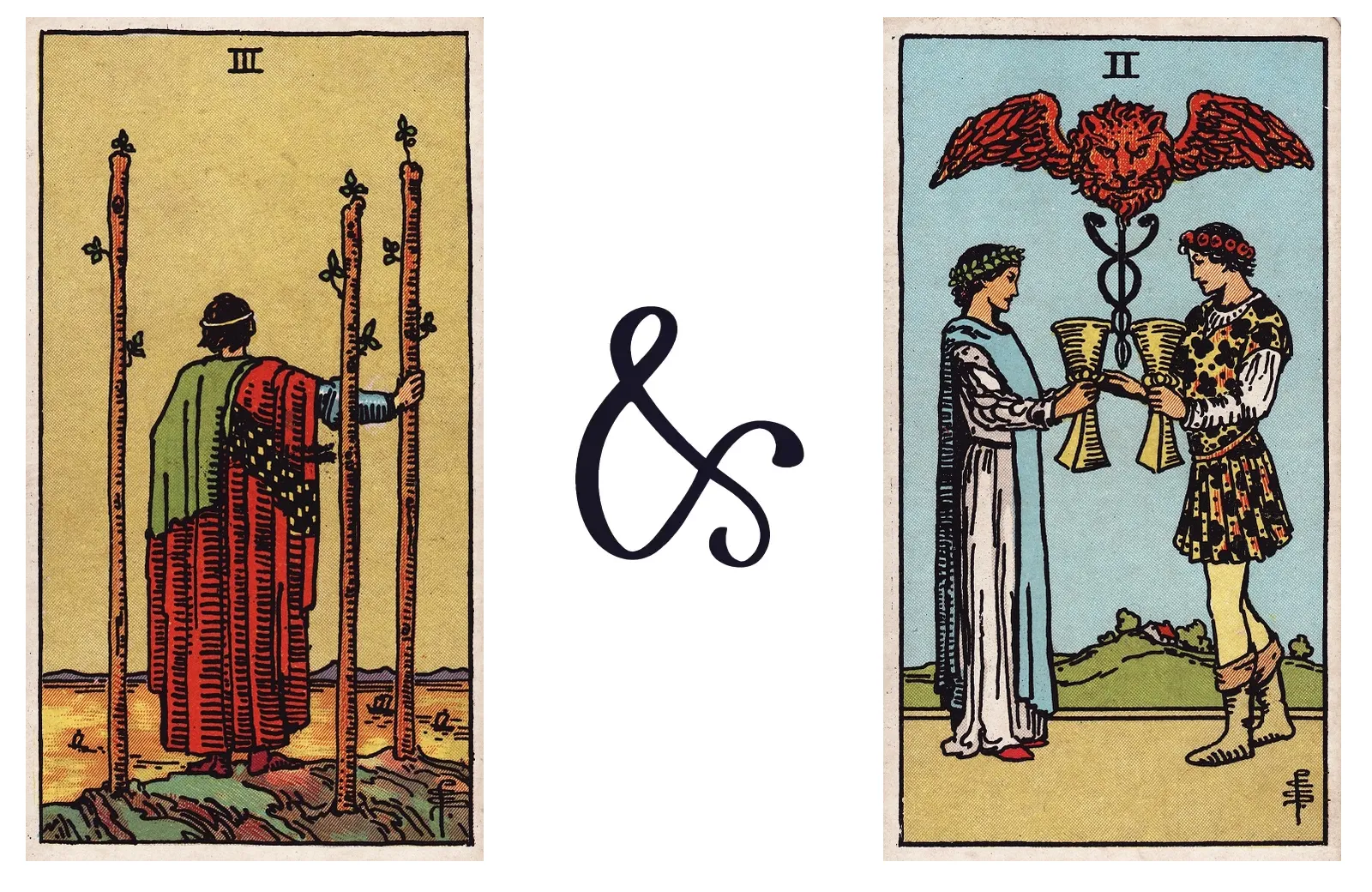 Three of Wands and Two of Cups