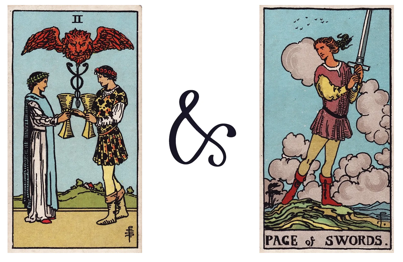 Two of Cups and Page of Swords