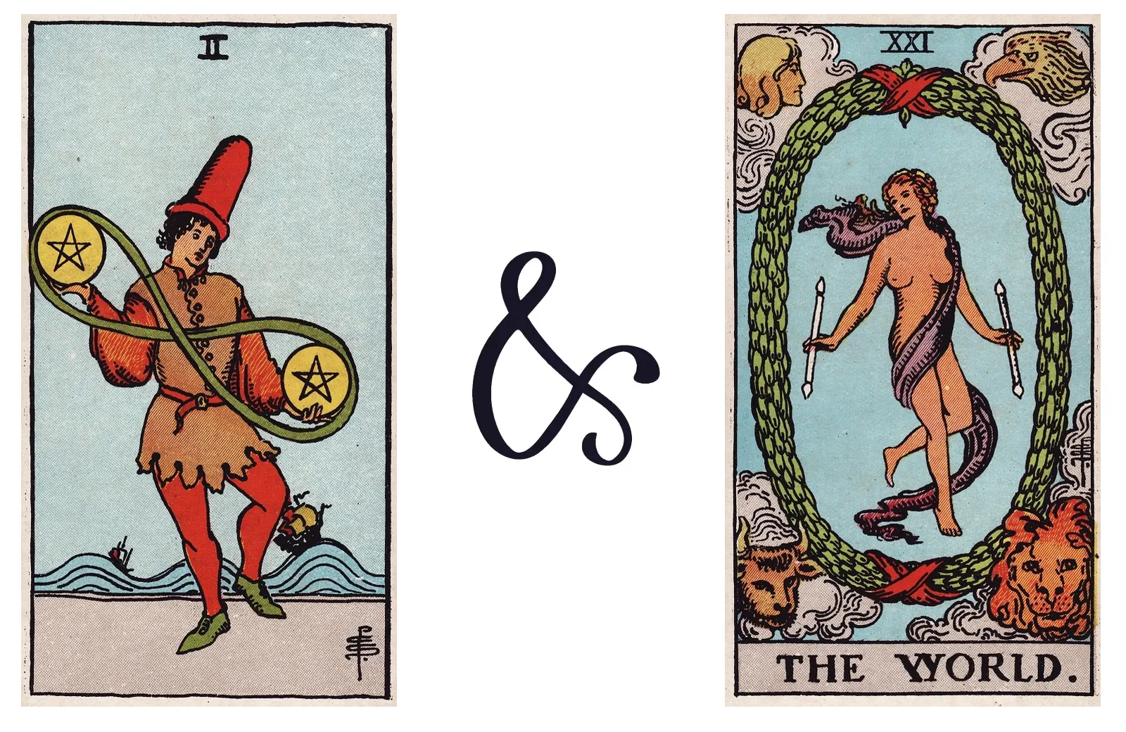 Two of Pentacles and The World