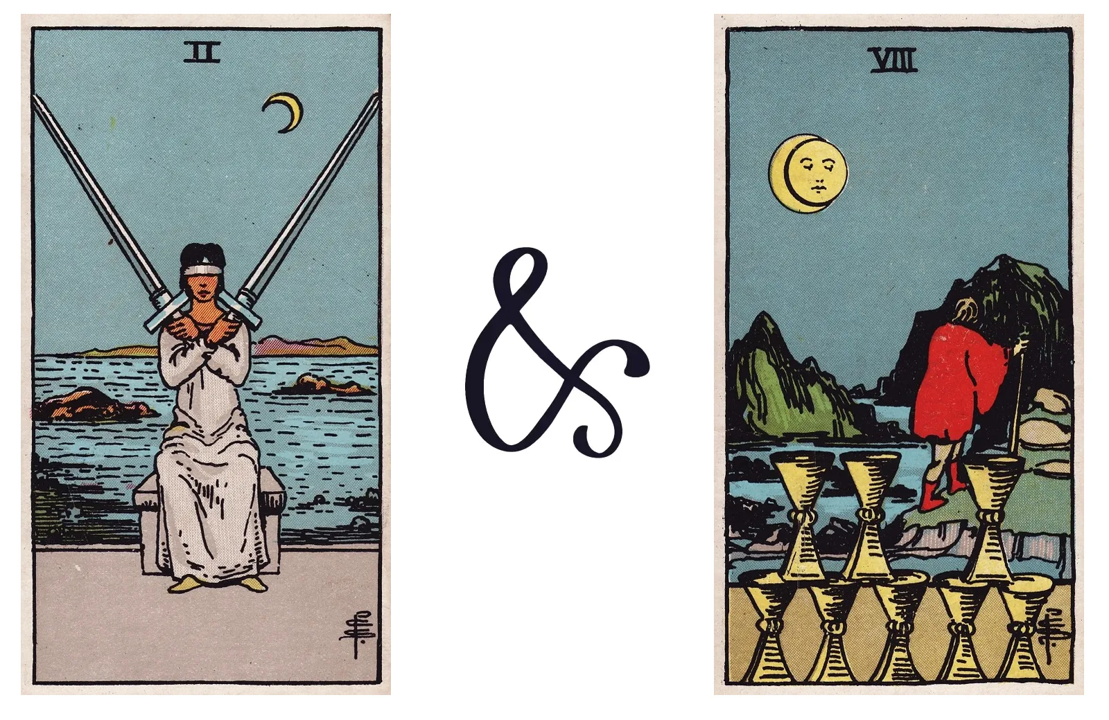 Two of Swords and Eight of Cups