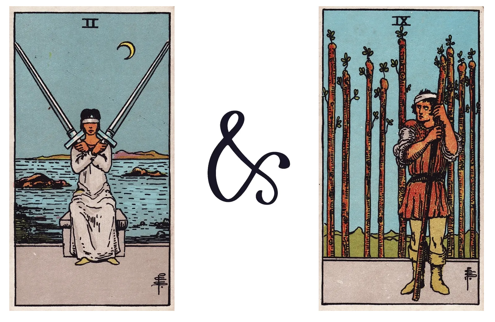 Two of Swords and Nine of Wands