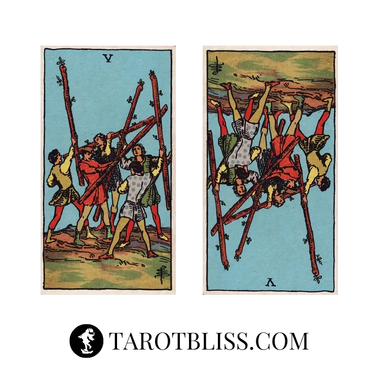 Five of Wands Tarot Card Meaning: Love, Health, Work & More