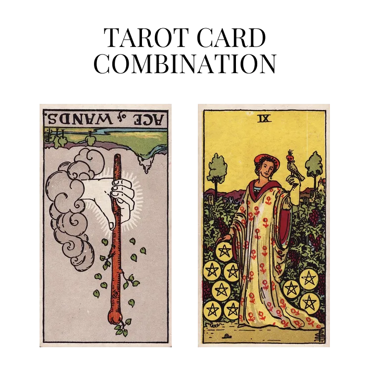 ace of wands reversed and nine of pentacles tarot cards combination meaning