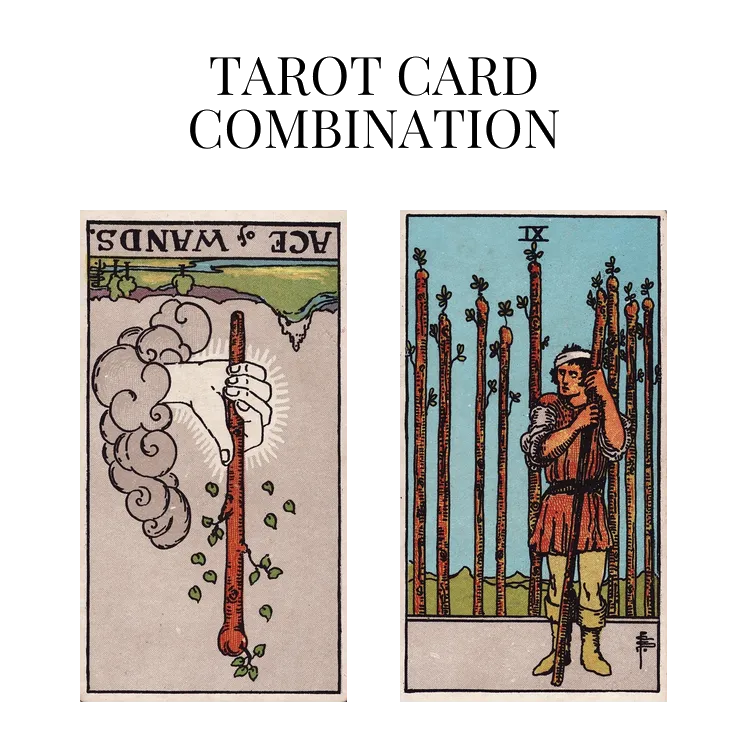 ace of wands reversed and nine of wands tarot cards combination meaning