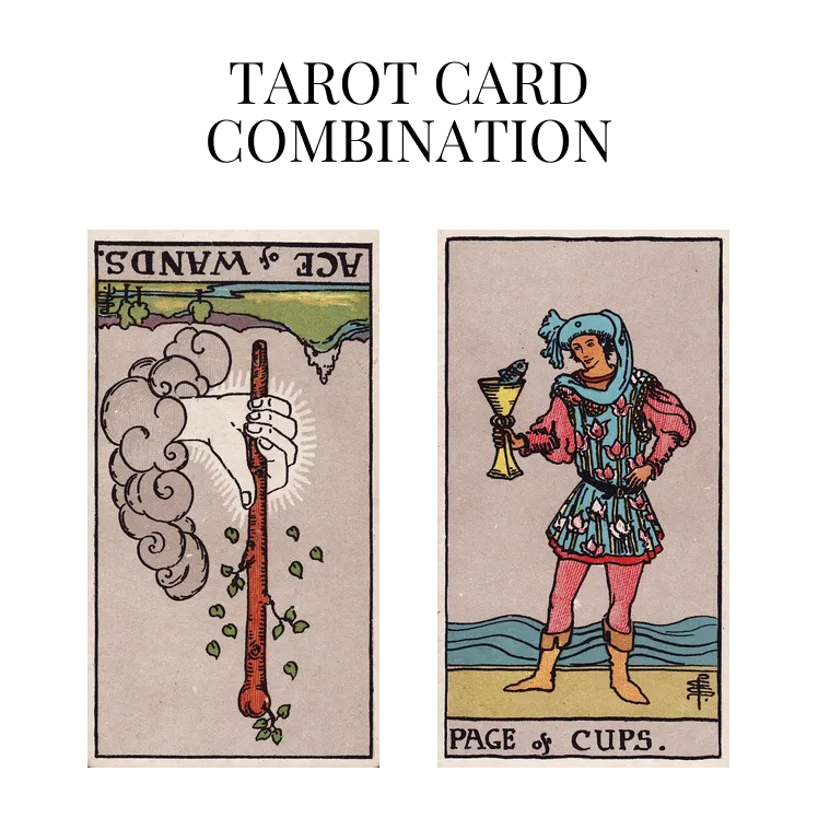 ace of wands reversed and page of cups tarot cards combination meaning