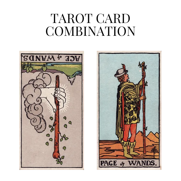 ace of wands reversed and page of wands tarot cards combination meaning