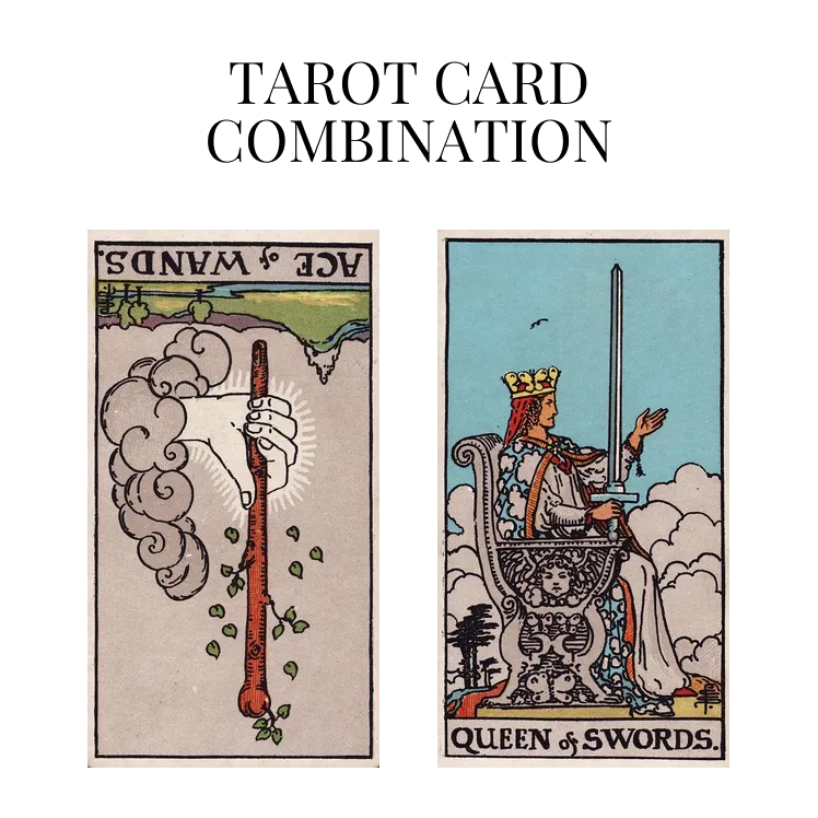 ace of wands reversed and queen of swords tarot cards combination meaning