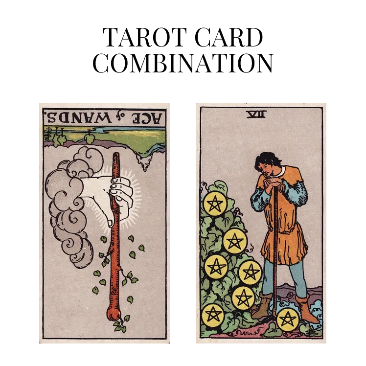 ace of wands reversed and seven of pentacles tarot cards combination meaning