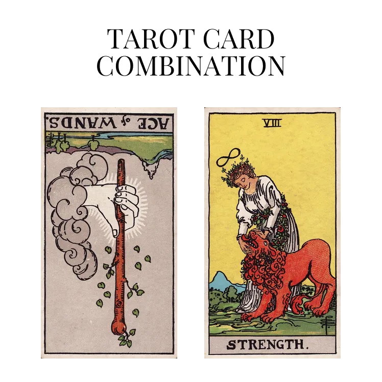 ace of wands reversed and strength tarot cards combination meaning