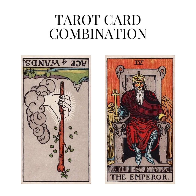 ace of wands reversed and the emperor tarot cards combination meaning