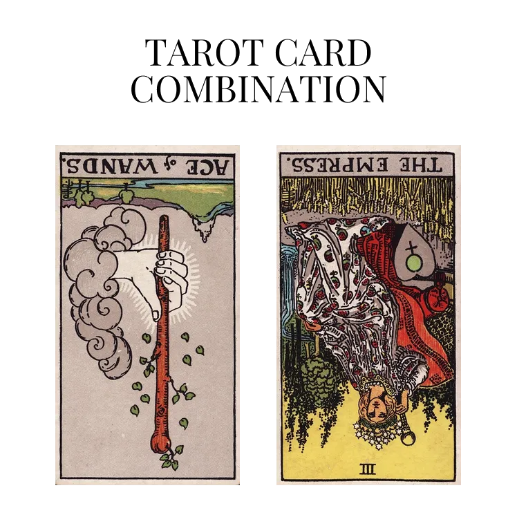ace of wands reversed and the empress reversed tarot cards combination meaning