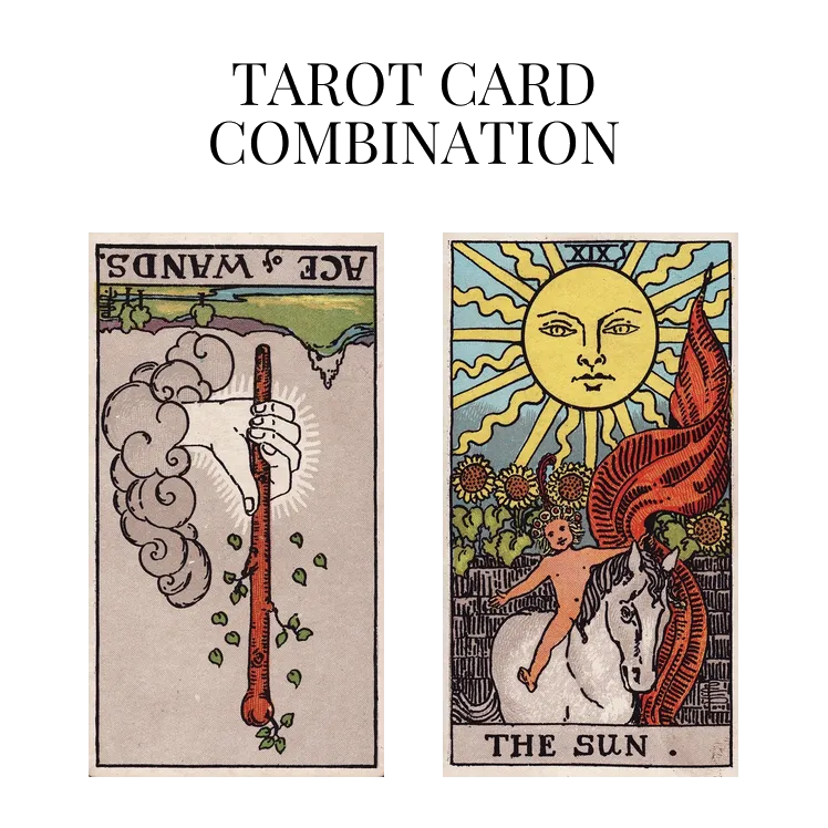 ace of wands reversed and the sun tarot cards combination meaning