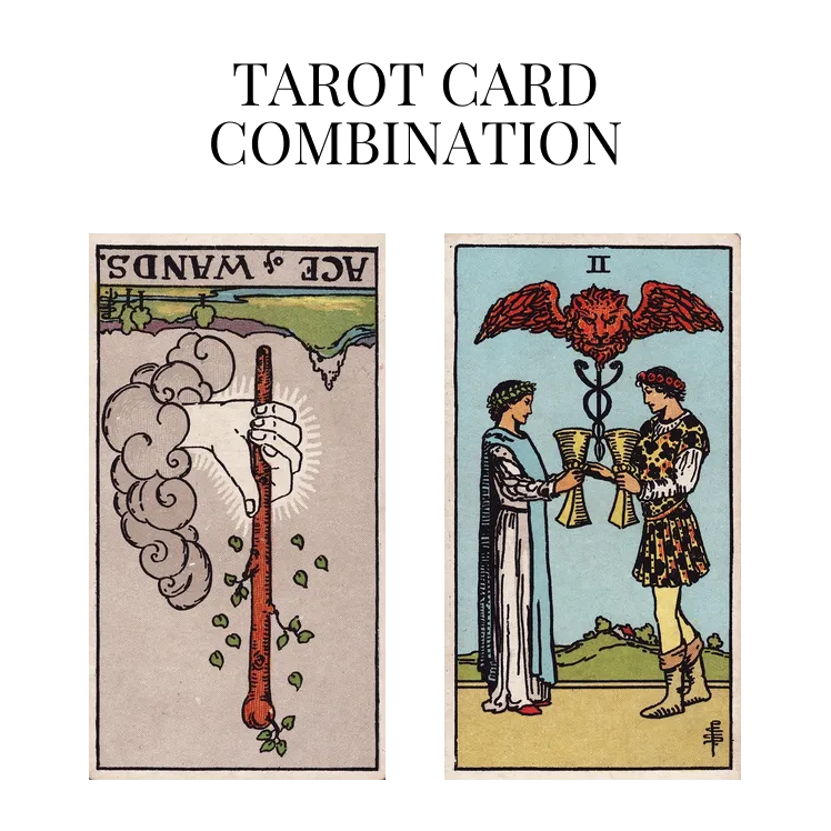 ace of wands reversed and two of cups tarot cards combination meaning