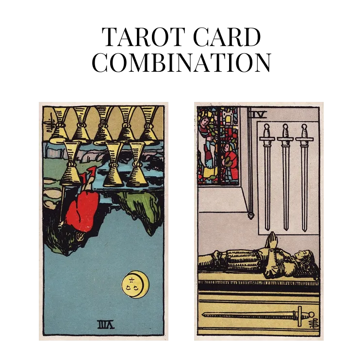 eight of cups reversed and four of swords tarot cards combination meaning