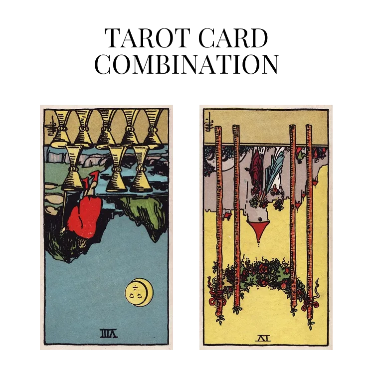 eight of cups reversed and four of wands reversed tarot cards combination meaning