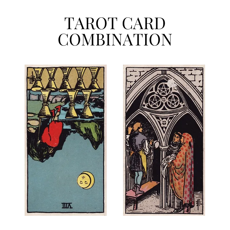 eight of cups reversed and three of pentacles tarot cards combination meaning