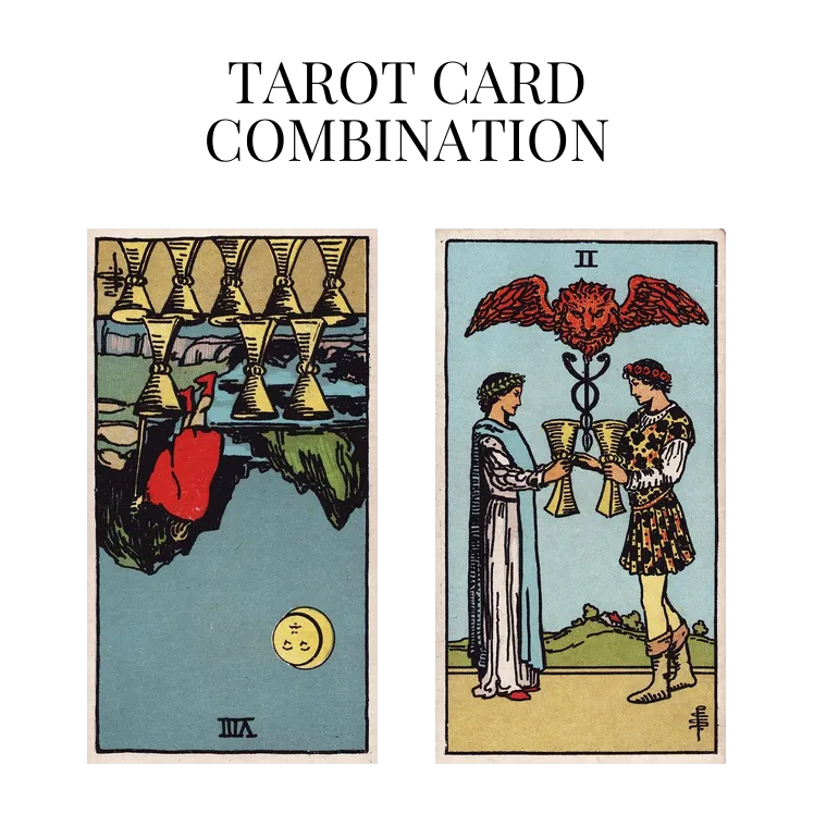 eight of cups reversed and two of cups tarot cards combination meaning