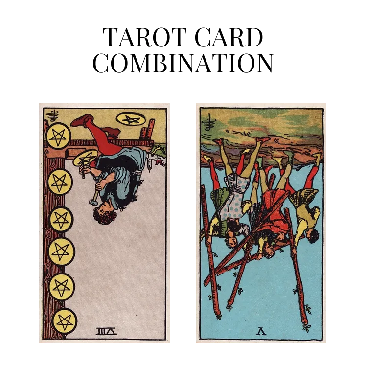 eight of pentacles reversed and five of wands reversed tarot cards combination meaning