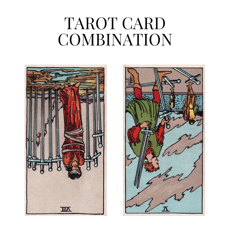 eight of swords reversed and five of swords reversed tarot cards combination meaning