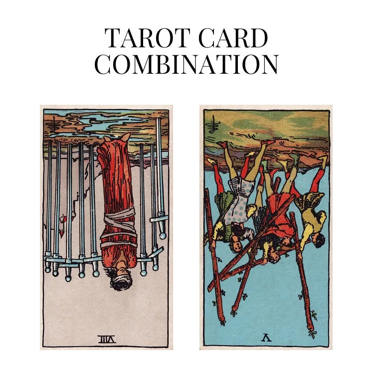 eight of swords reversed and five of wands reversed tarot cards combination meaning