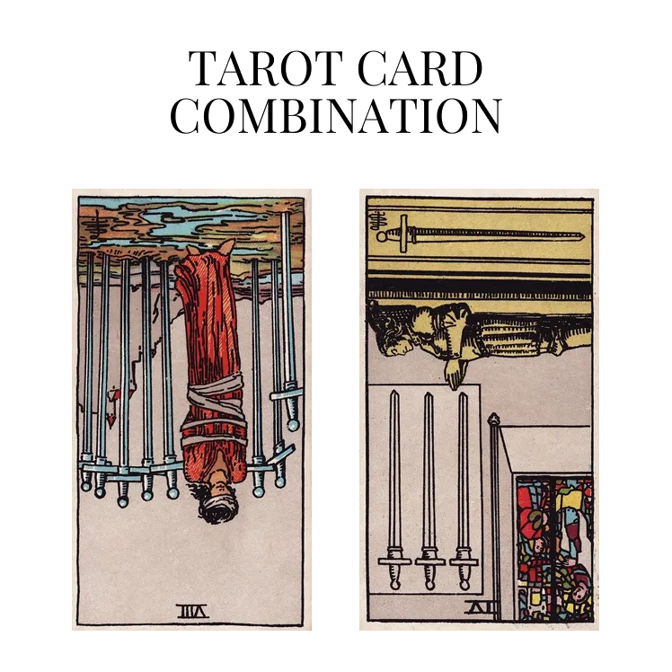 eight of swords reversed and four of swords reversed tarot cards combination meaning
