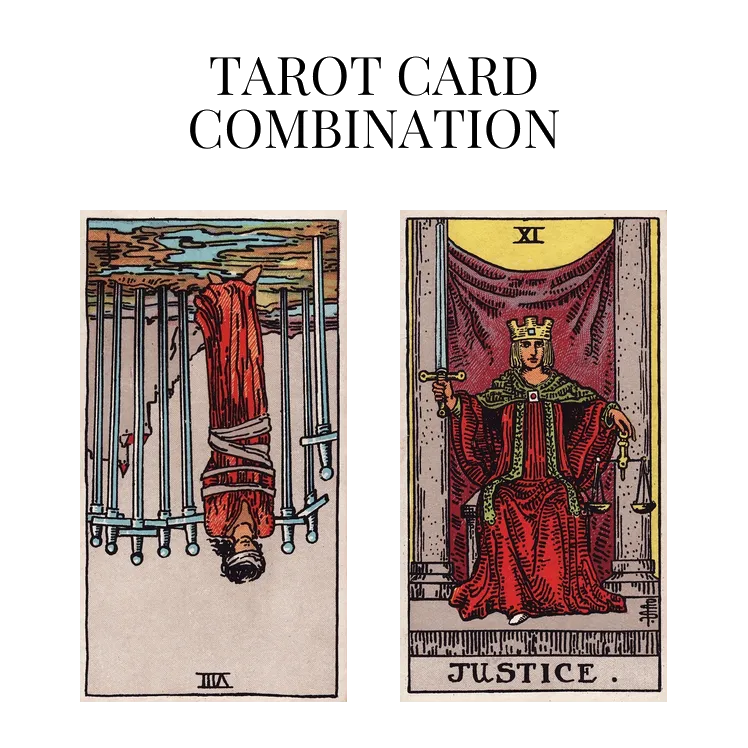 eight of swords reversed and justice tarot cards combination meaning