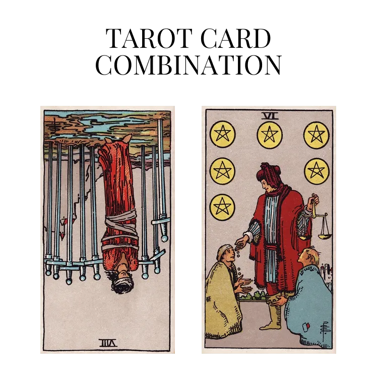 eight of swords reversed and six of pentacles tarot cards combination meaning