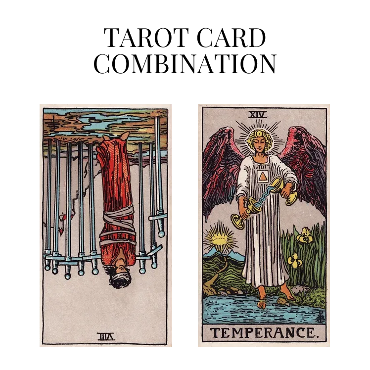 eight of swords reversed and temperance tarot cards combination meaning