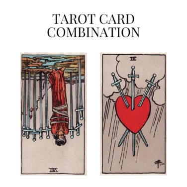 eight of swords reversed and three of swords tarot cards combination meaning