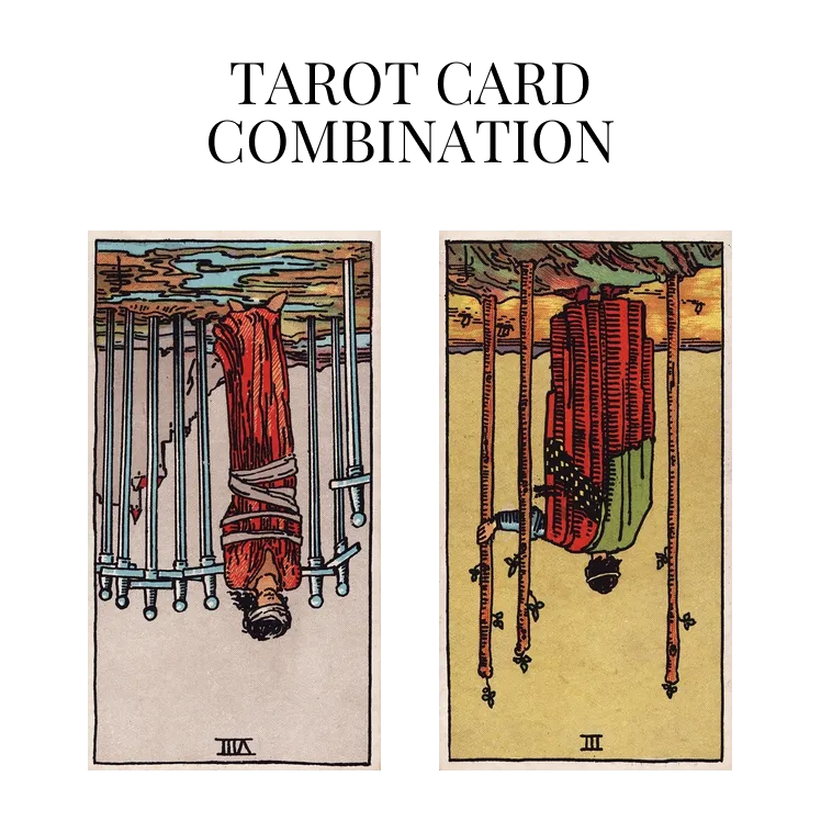 eight of swords reversed and three of wands reversed tarot cards combination meaning