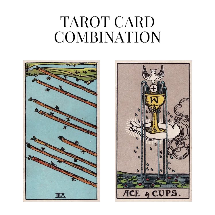 eight of wands reversed and ace of cups tarot cards combination meaning