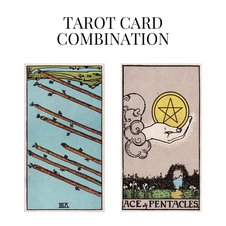 eight of wands reversed and ace of pentacles tarot cards combination meaning