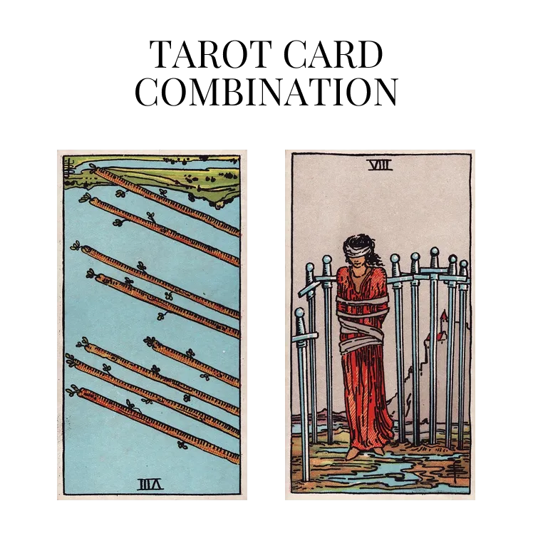 eight of wands reversed and eight of swords tarot cards combination meaning